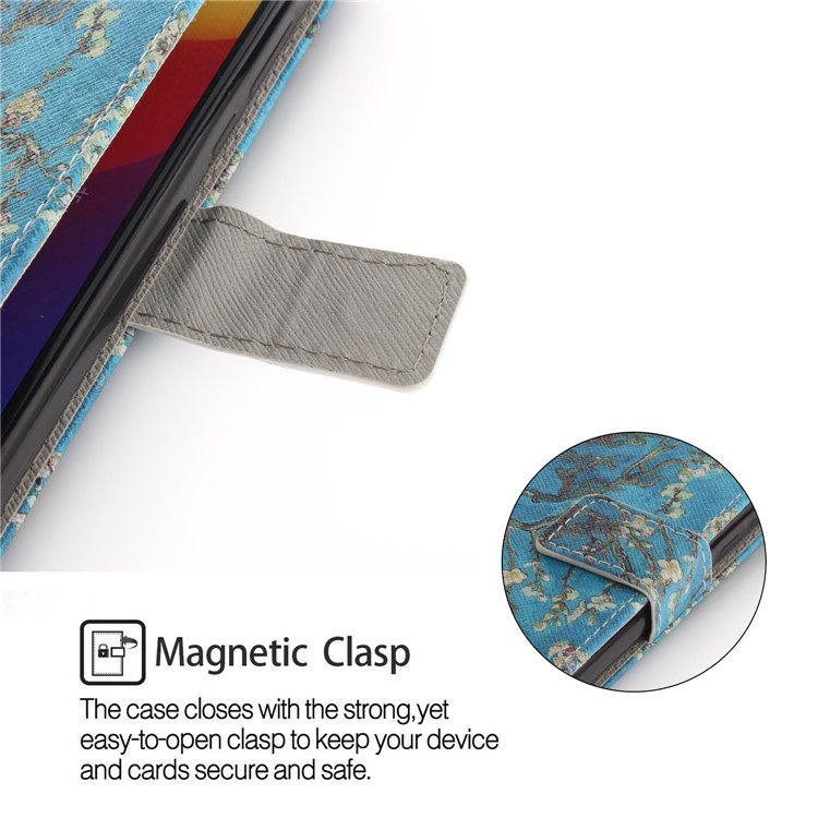 Pattern Printing Wallet Stand Leather Shell for Huawei Honor 7C / Enjoy 8 /Y7 Prime (2018) - Almond Tree in Blossom-6