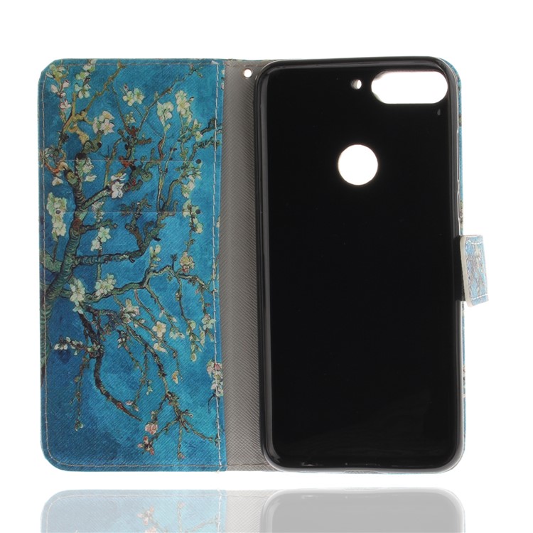 Pattern Printing Wallet Stand Leather Shell for Huawei Honor 7C / Enjoy 8 /Y7 Prime (2018) - Almond Tree in Blossom-8