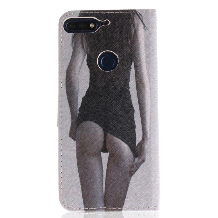 Pattern Printing Wallet Stand Leather Phone Case for Huawei Honor 7C / Enjoy 8 /Y7 Prime (2018) - Hot Girl-2