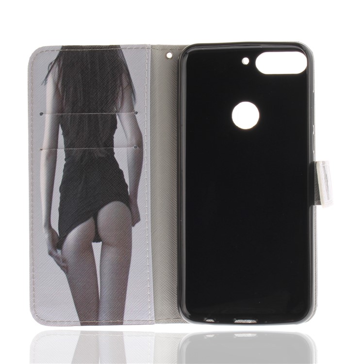 Pattern Printing Wallet Stand Leather Phone Case for Huawei Honor 7C / Enjoy 8 /Y7 Prime (2018) - Hot Girl-8