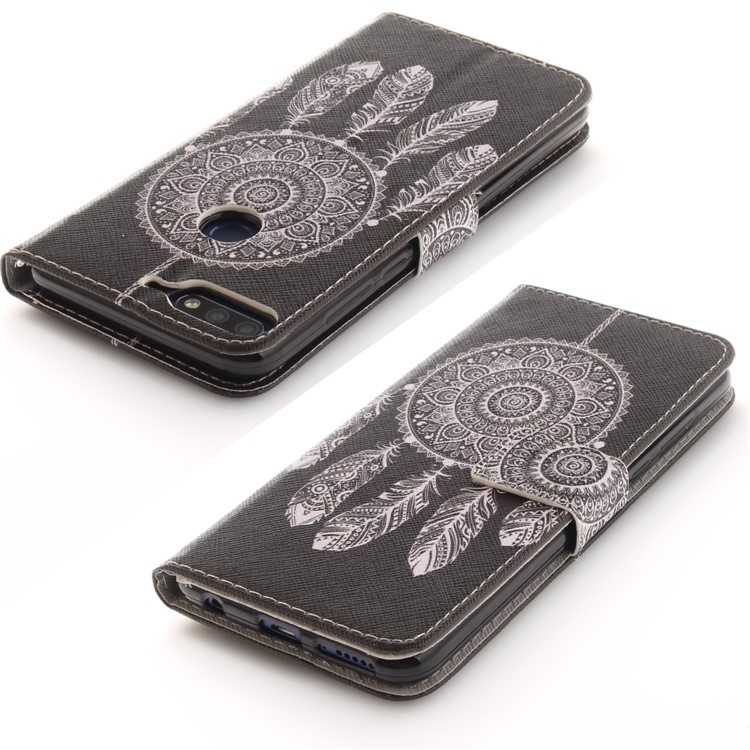 Pattern Printing Wallet Stand Leather Phone Cover for Huawei Honor 7C / Enjoy 8 /Y7 Prime (2018) - Tribal Dream Catcher-4
