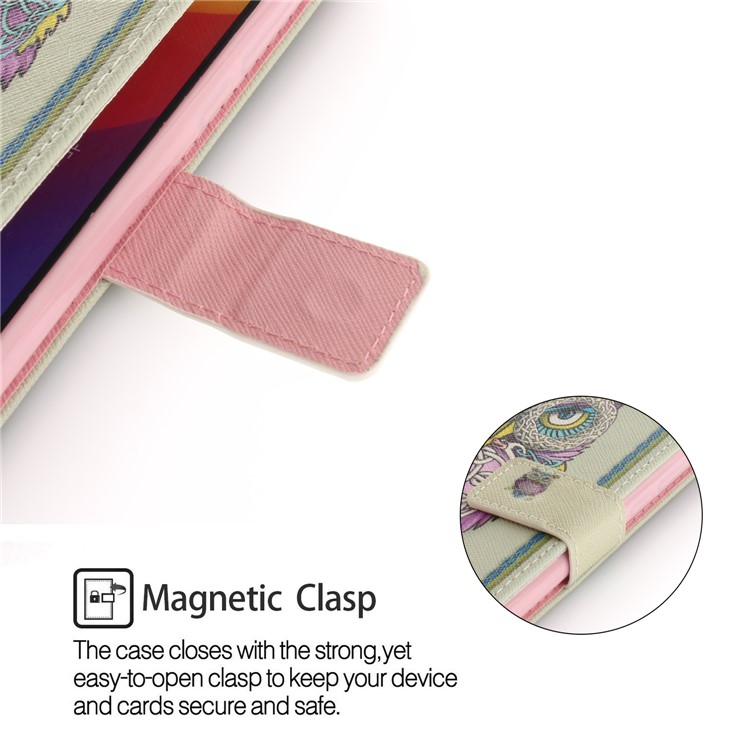 Pattern Printing Wallet Stand Leather Phone Shell for Huawei Honor 7C / Enjoy 8 /Y7 Prime (2018) - Colorful Owl-6