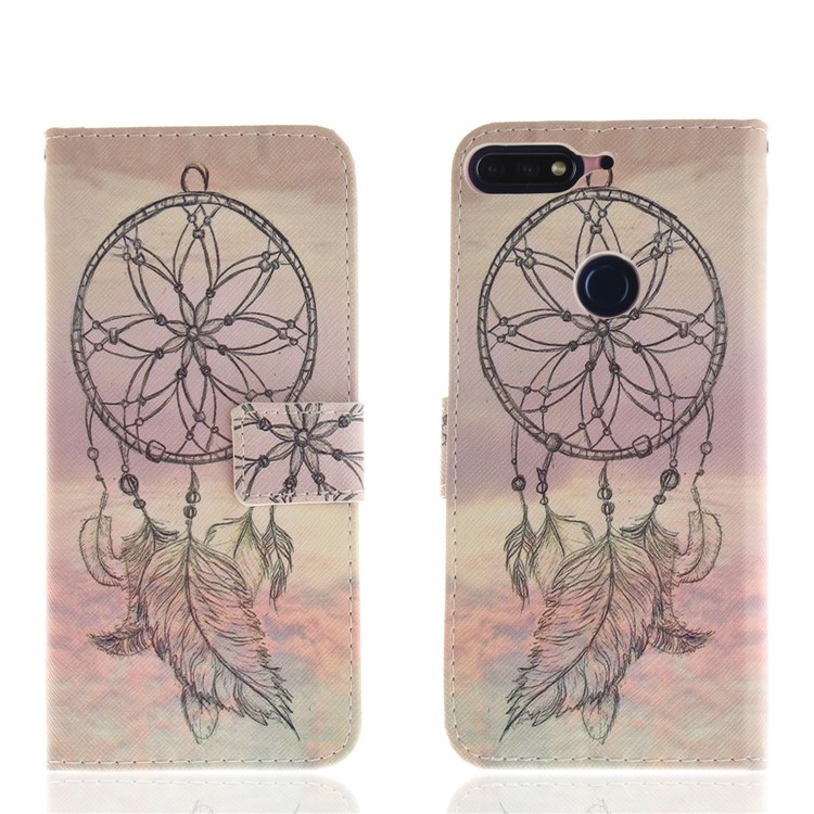 Patterned Wallet Stand Leather Mobile Case for Huawei Honor 7C / Enjoy 8 /Y7 Prime (2018) - Dream Catcher-3