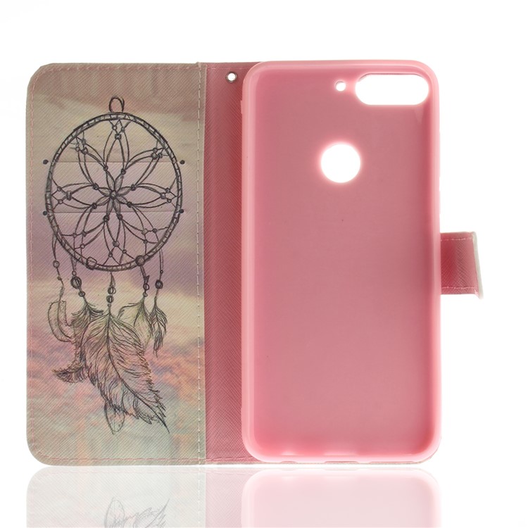 Patterned Wallet Stand Leather Mobile Case for Huawei Honor 7C / Enjoy 8 /Y7 Prime (2018) - Dream Catcher-8