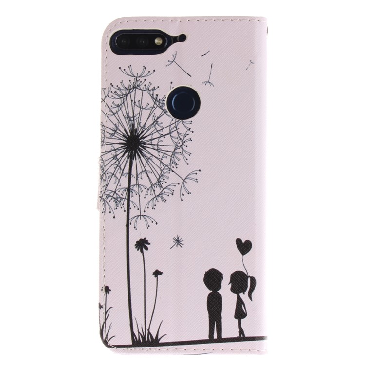 Patterned Wallet Stand PU Leather Mobile Cover for Huawei Honor 7C / Enjoy 8 /Y7 Prime (2018) - Dandelion and Lovers-2