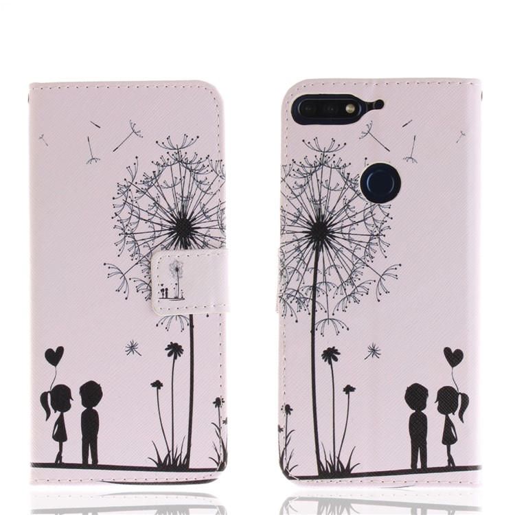 Patterned Wallet Stand PU Leather Mobile Cover for Huawei Honor 7C / Enjoy 8 /Y7 Prime (2018) - Dandelion and Lovers-3