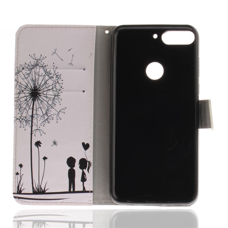 Patterned Wallet Stand PU Leather Mobile Cover for Huawei Honor 7C / Enjoy 8 /Y7 Prime (2018) - Dandelion and Lovers-8
