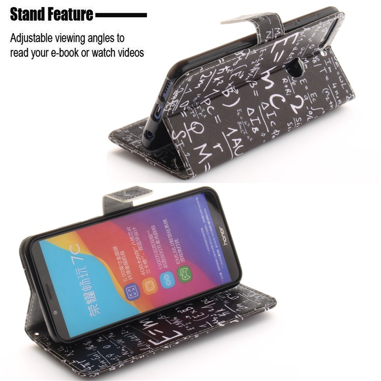 Patterned Wallet Stand Leather Protector Case for Huawei Honor 7C / Enjoy 8 /Y7 Prime (2018) - Formula-5