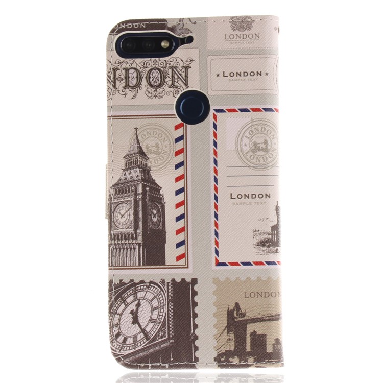Patterned Wallet Stand Leather Case Accessory for Huawei Honor 7C / Enjoy 8 /Y7 Prime (2018) - London Elements-2