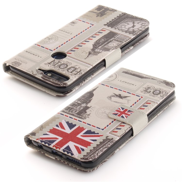 Patterned Wallet Stand Leather Case Accessory for Huawei Honor 7C / Enjoy 8 /Y7 Prime (2018) - London Elements-4