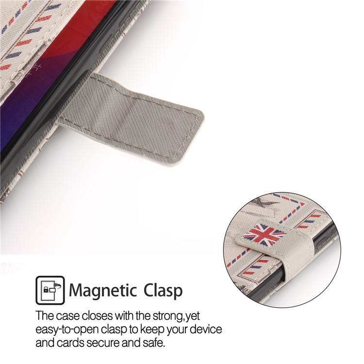 Patterned Wallet Stand Leather Case Accessory for Huawei Honor 7C / Enjoy 8 /Y7 Prime (2018) - London Elements-6