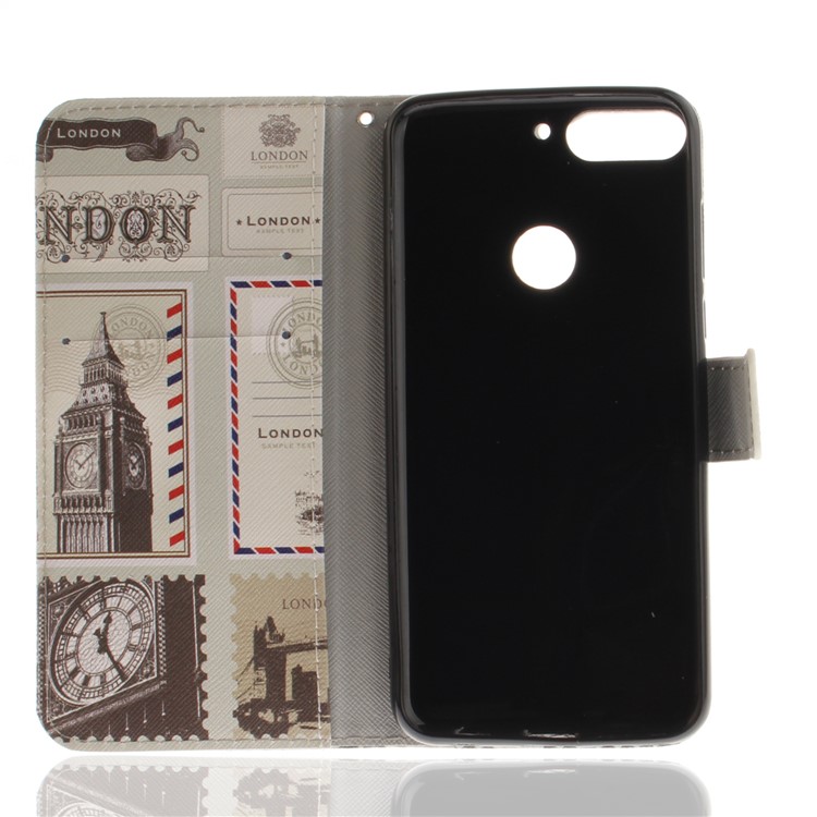 Patterned Wallet Stand Leather Case Accessory for Huawei Honor 7C / Enjoy 8 /Y7 Prime (2018) - London Elements-8
