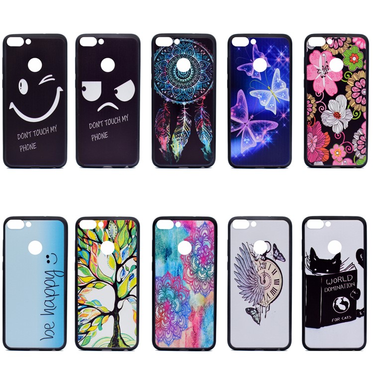 Patterned TPU Mobile Cover for Huawei P Smart / Enjoy 7S - Blink Eyes and Do Not Touch My Phone-7