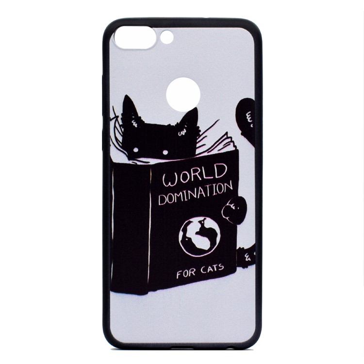 Patterned TPU Mobile Case for Huawei P Smart / Enjoy 7S - Cat Reading-2