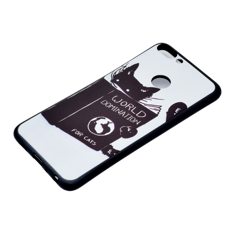 Patterned TPU Mobile Case for Huawei P Smart / Enjoy 7S - Cat Reading-3