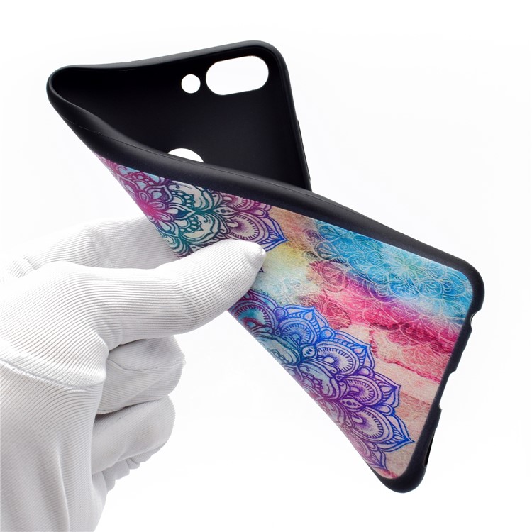 Patterned TPU Case Cover for Huawei P Smart / Enjoy 7S - Colorful Henna Lotus-5