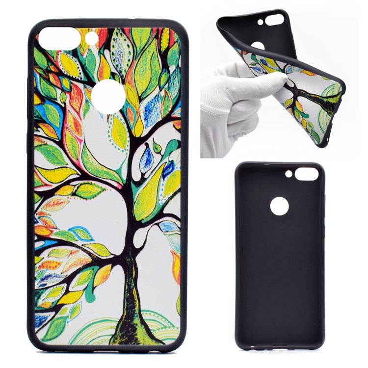 Gemusterte TPU-Gel-Abdeckung Für Huawei P Smart / Genieße 7S - Kolorierter Baum-1
