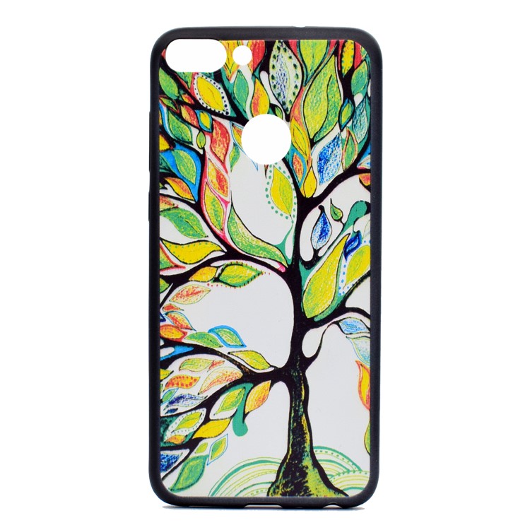 Gemusterte TPU-Gel-Abdeckung Für Huawei P Smart / Genieße 7S - Kolorierter Baum-2