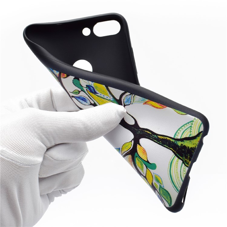 Gemusterte TPU-Gel-Abdeckung Für Huawei P Smart / Genieße 7S - Kolorierter Baum-5