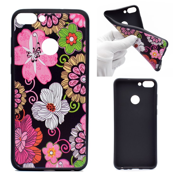 Patterned TPU Phone Cover for Huawei P Smart / Enjoy 7S - Vivid Flowers-1