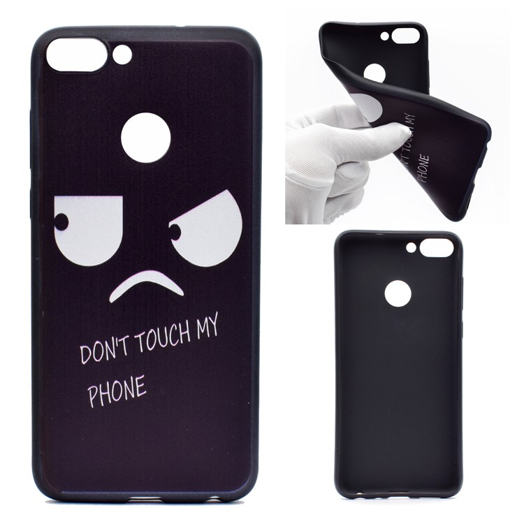 Patterned TPU Protective Cover for Huawei P Smart / Enjoy 7S - Unhappy Expression and Warning Words-1