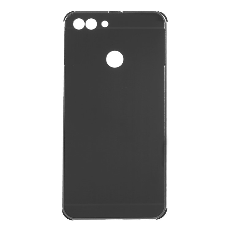 Slide-on Drop-proof Brushed PC Plate + Metal Bumper Hybrid Case for Huawei P Smart / Enjoy 7S - Black-1