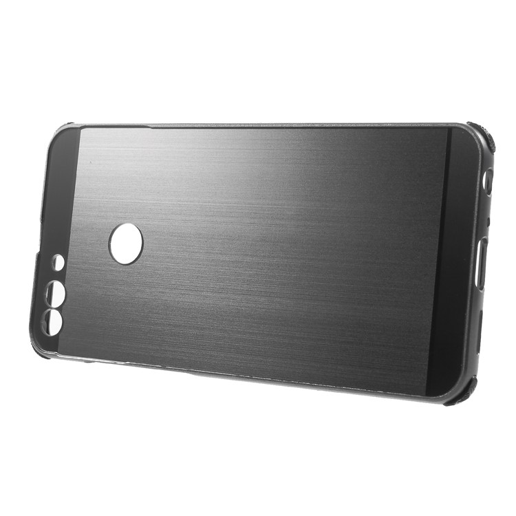 Slide-on Drop-proof Brushed PC Plate + Metal Bumper Hybrid Case for Huawei P Smart / Enjoy 7S - Black-3