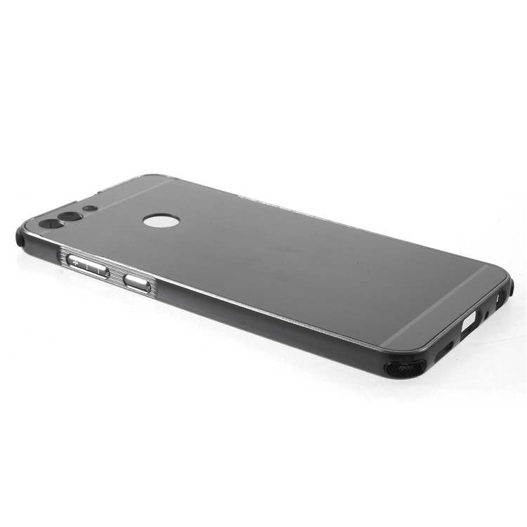 Slide-on Drop-proof Brushed PC Plate + Metal Bumper Hybrid Case for Huawei P Smart / Enjoy 7S - Black-4