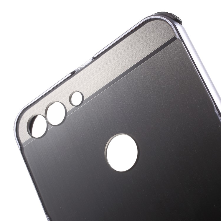 Slide-on Drop-proof Brushed PC Plate + Metal Bumper Hybrid Case for Huawei P Smart / Enjoy 7S - Black-5