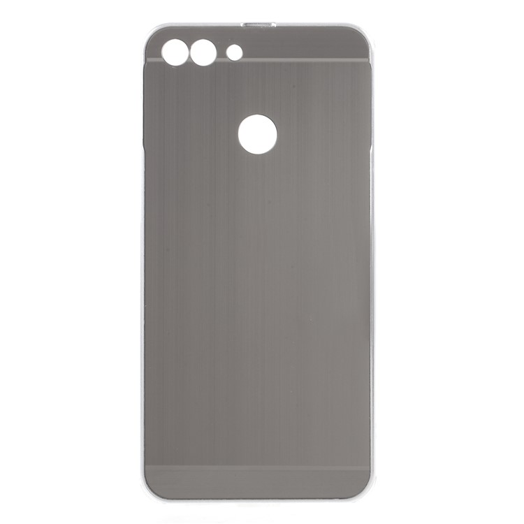 Slide-on Drop-proof Brushed PC Plate + Metal Bumper Hybrid Shell Case for Huawei P Smart / Enjoy 7S - Grey-1