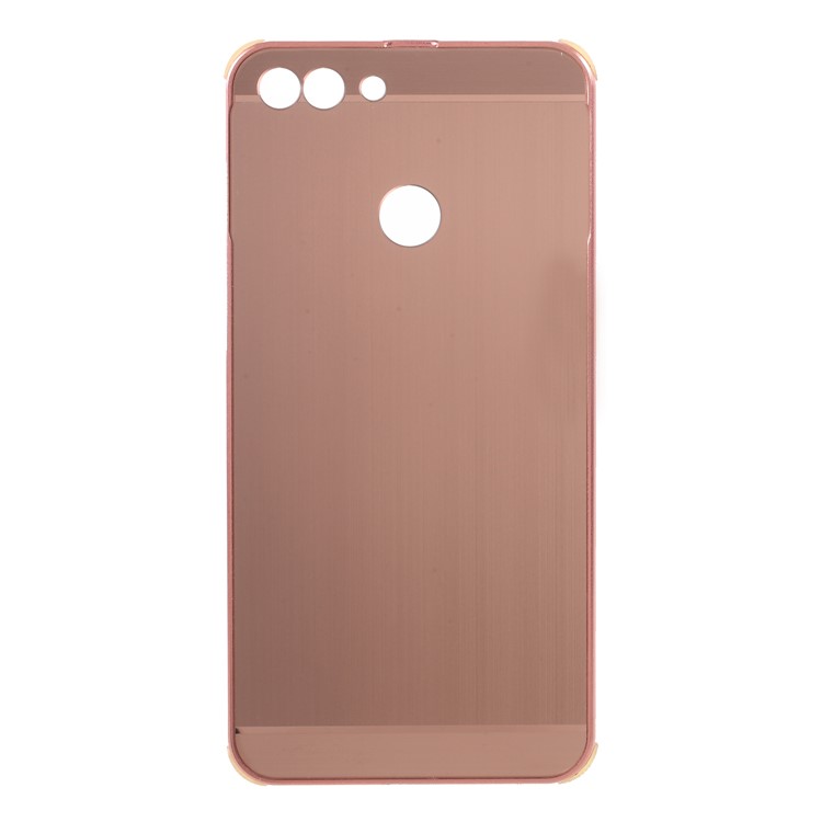 Slide-on Drop-proof Brushed PC Plate + Metal Bumper Hybrid Cover for Huawei P Smart / Enjoy 7S - Rose Gold-1