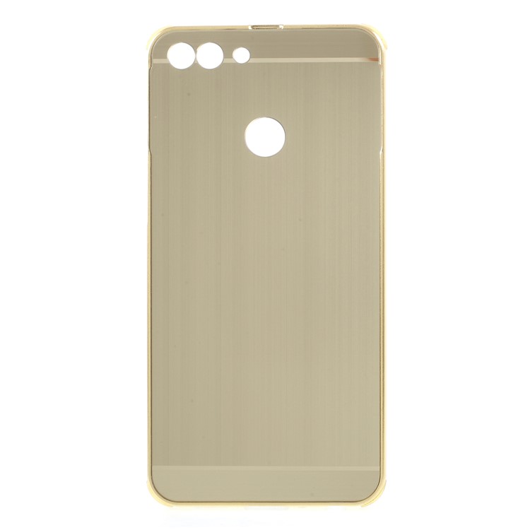 Slide-on Drop-proof Brushed PC Plate + Metal Bumper Combo Case for Huawei P Smart / Enjoy 7S - Gold-1