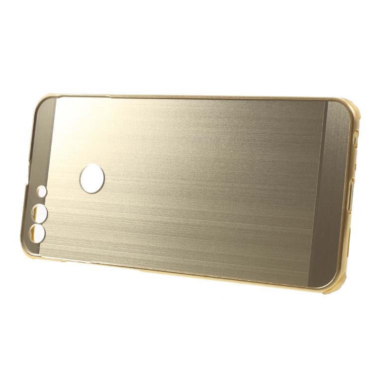 Slide-on Drop-proof Brushed PC Plate + Metal Bumper Combo Case for Huawei P Smart / Enjoy 7S - Gold-3
