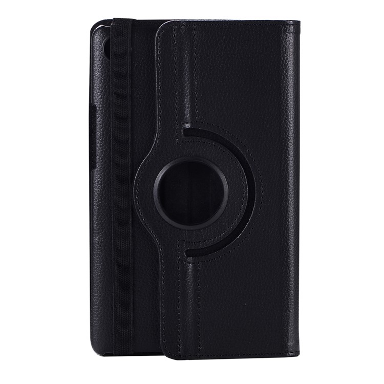 Litchi Skin Leather Case with Rotating Stand for Huawei MediaPad M5 8 - Black-1
