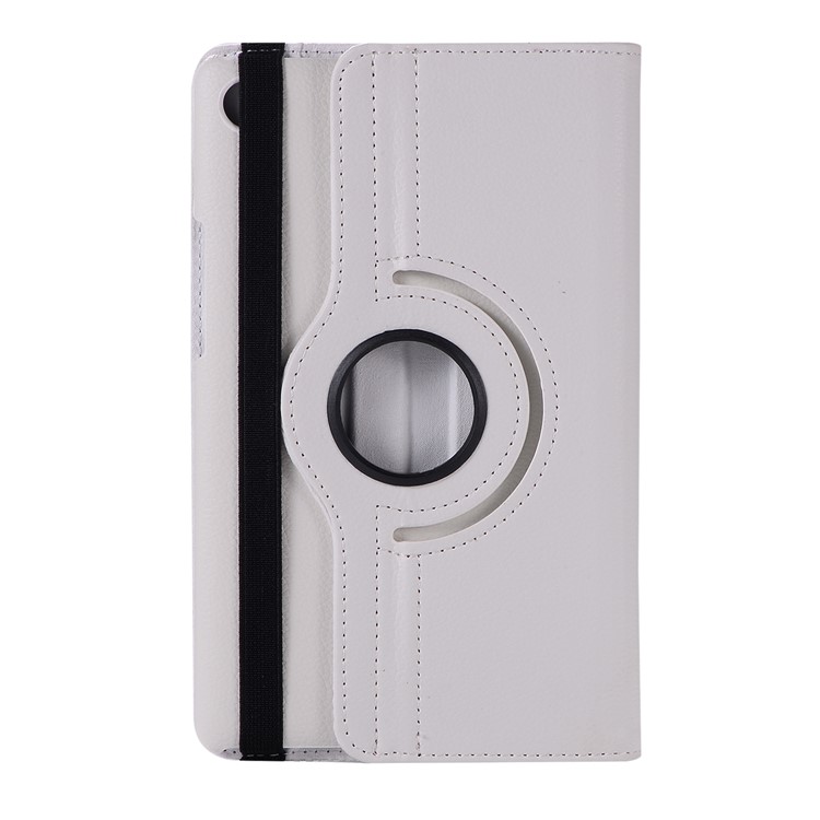 Litchi Skin Leather Cover with Rotating Stand for Huawei MediaPad M5 8 - White-1