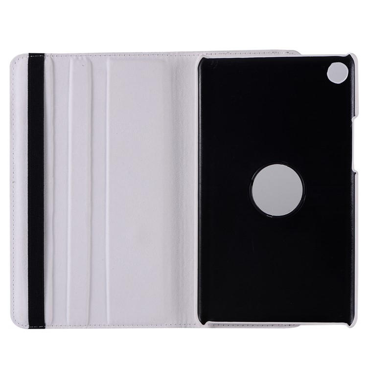 Litchi Skin Leather Cover with Rotating Stand for Huawei MediaPad M5 8 - White-3