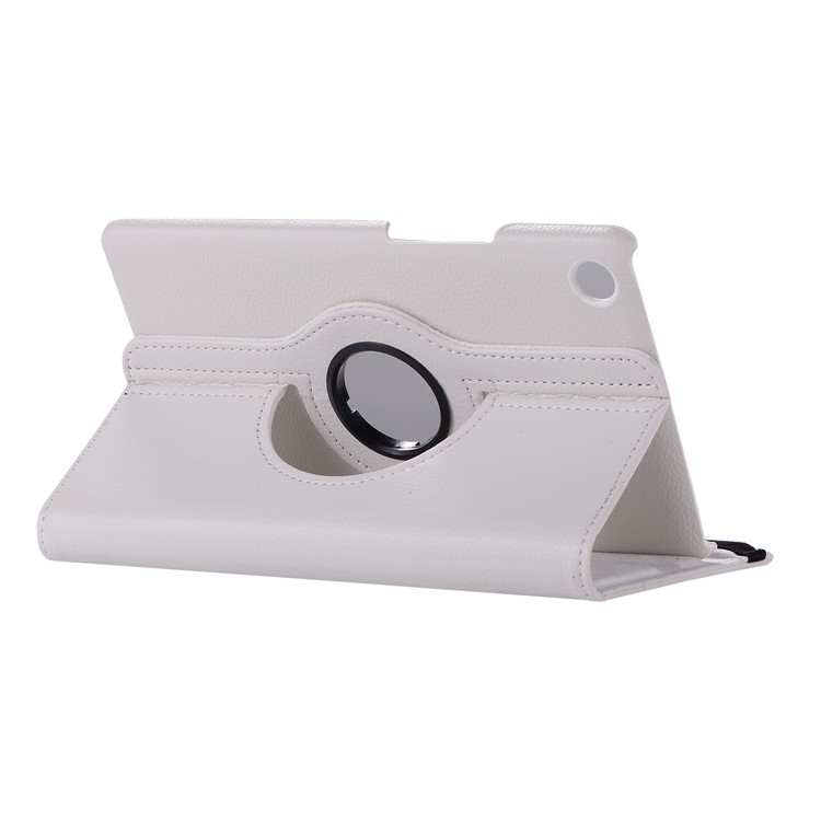 Litchi Skin Leather Cover with Rotating Stand for Huawei MediaPad M5 8 - White-4