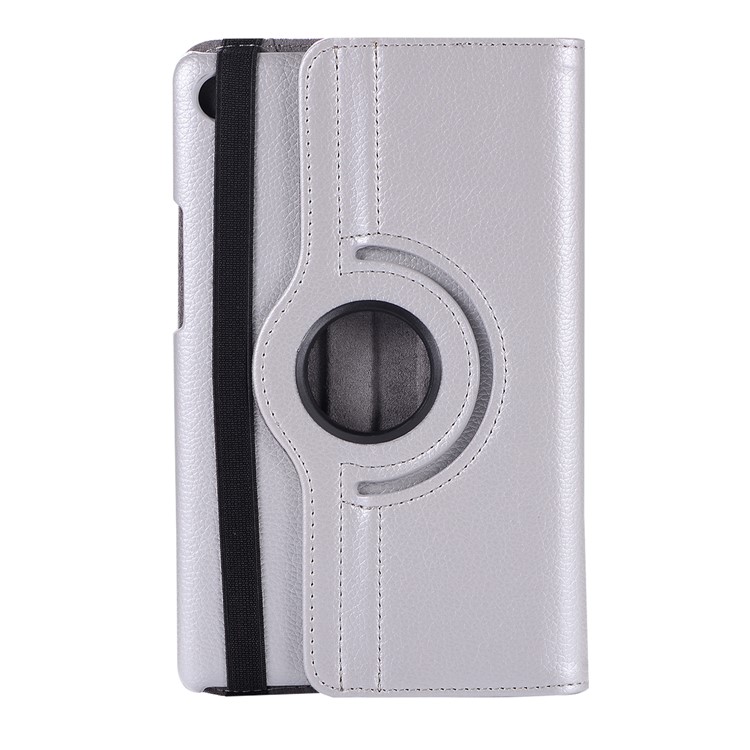 Litchi Skin Leather Shell Case with Rotating Stand for Huawei MediaPad M5 8 - Silver-1