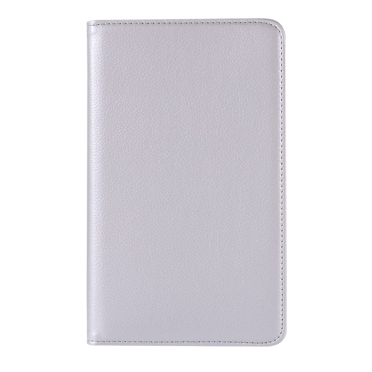 Litchi Skin Leather Shell Case with Rotating Stand for Huawei MediaPad M5 8 - Silver-2