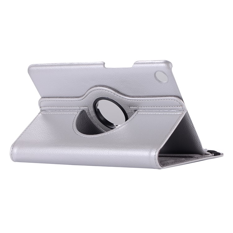 Litchi Skin Leather Shell Case with Rotating Stand for Huawei MediaPad M5 8 - Silver-4