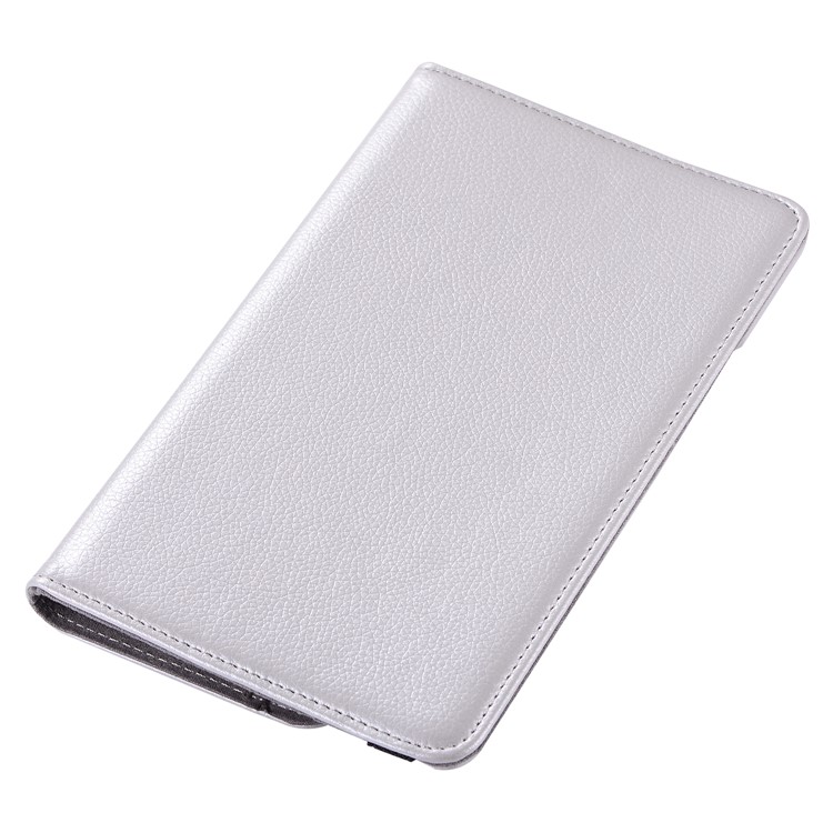 Litchi Skin Leather Shell Case with Rotating Stand for Huawei MediaPad M5 8 - Silver-5