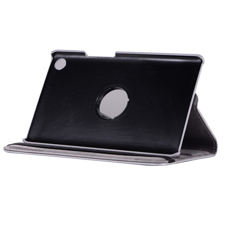 Litchi Skin Leather Shell Case with Rotating Stand for Huawei MediaPad M5 8 - Silver-6