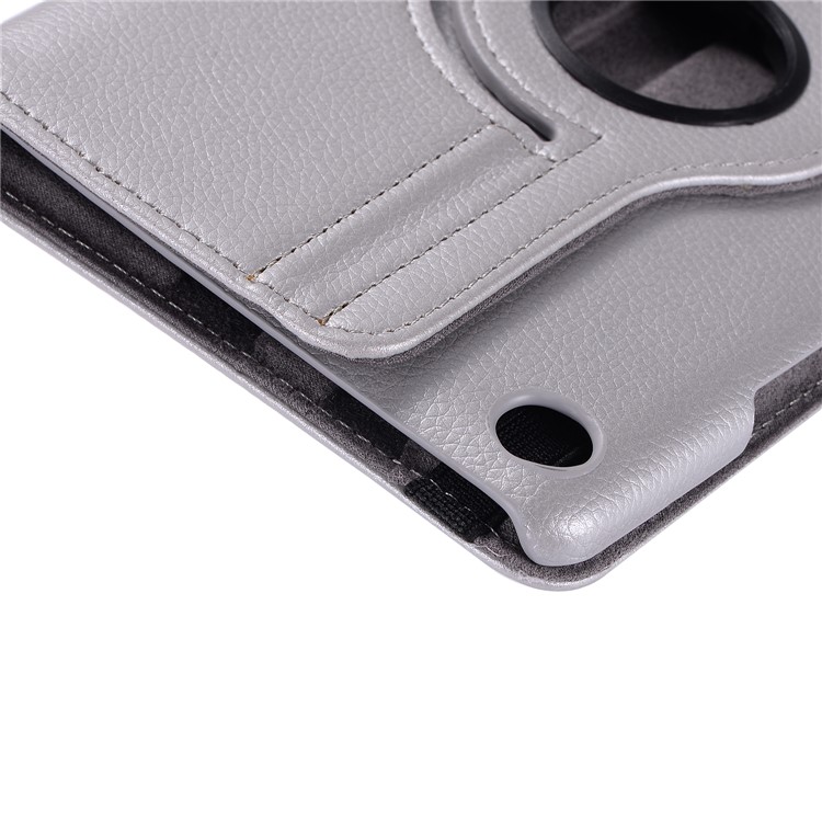 Litchi Skin Leather Shell Case with Rotating Stand for Huawei MediaPad M5 8 - Silver-8