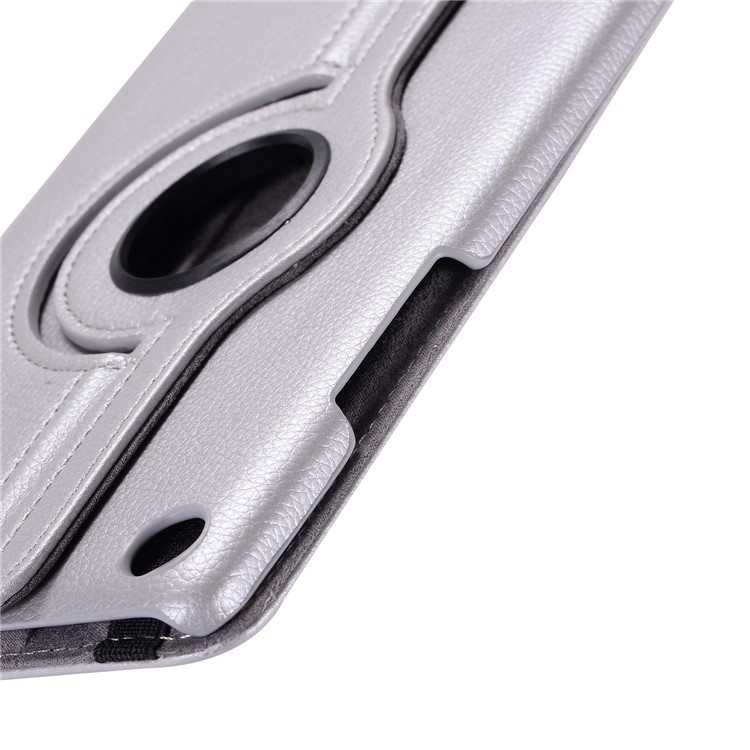 Litchi Skin Leather Shell Case with Rotating Stand for Huawei MediaPad M5 8 - Silver-9