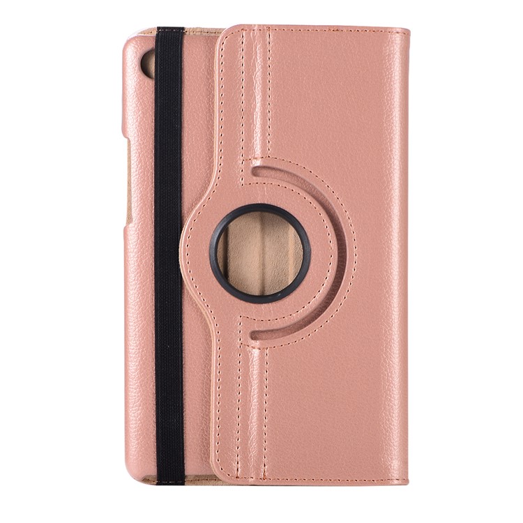 Litchi Skin Leather Shell Cover Case with Rotating Stand for Huawei MediaPad M5 8 - Rose Gold-1