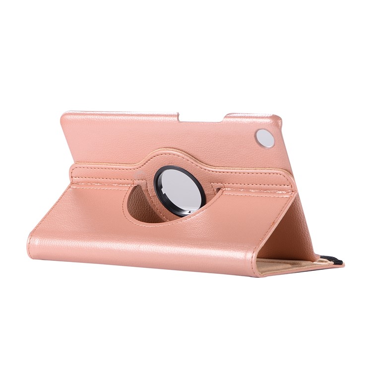 Litchi Skin Leather Shell Cover Case with Rotating Stand for Huawei MediaPad M5 8 - Rose Gold-4