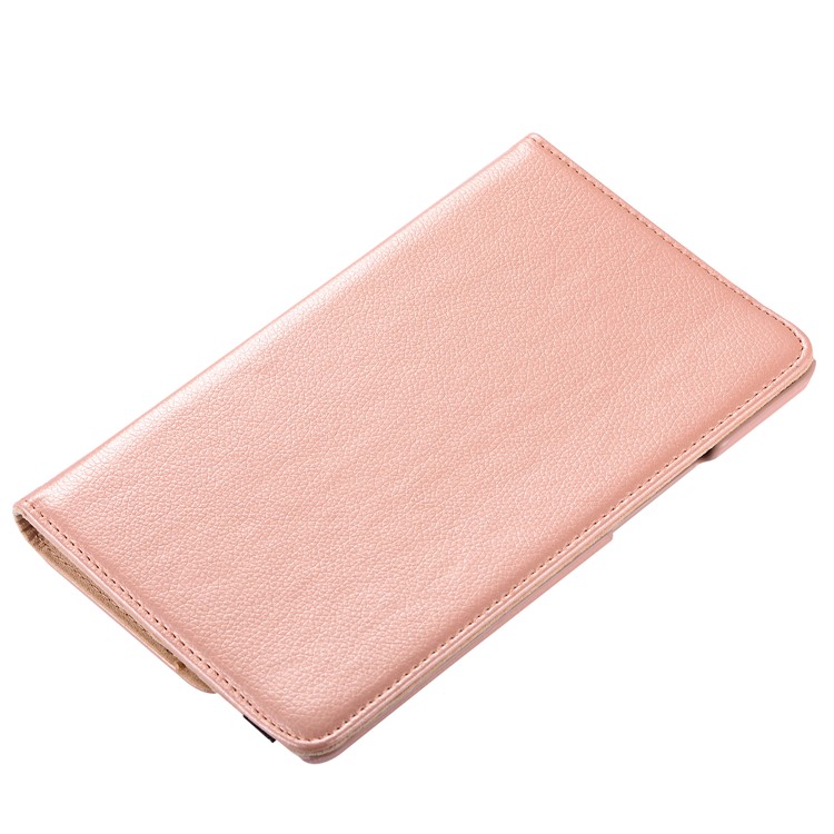 Litchi Skin Leather Shell Cover Case with Rotating Stand for Huawei MediaPad M5 8 - Rose Gold-5
