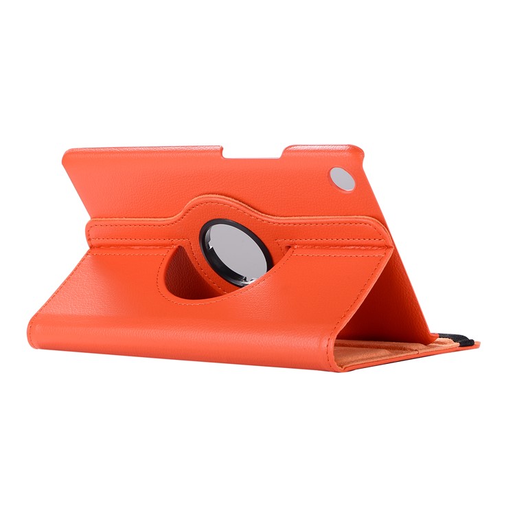 Litchi Skin Leather Protective Case with Rotating Stand for Huawei MediaPad M5 8 - Orange-4