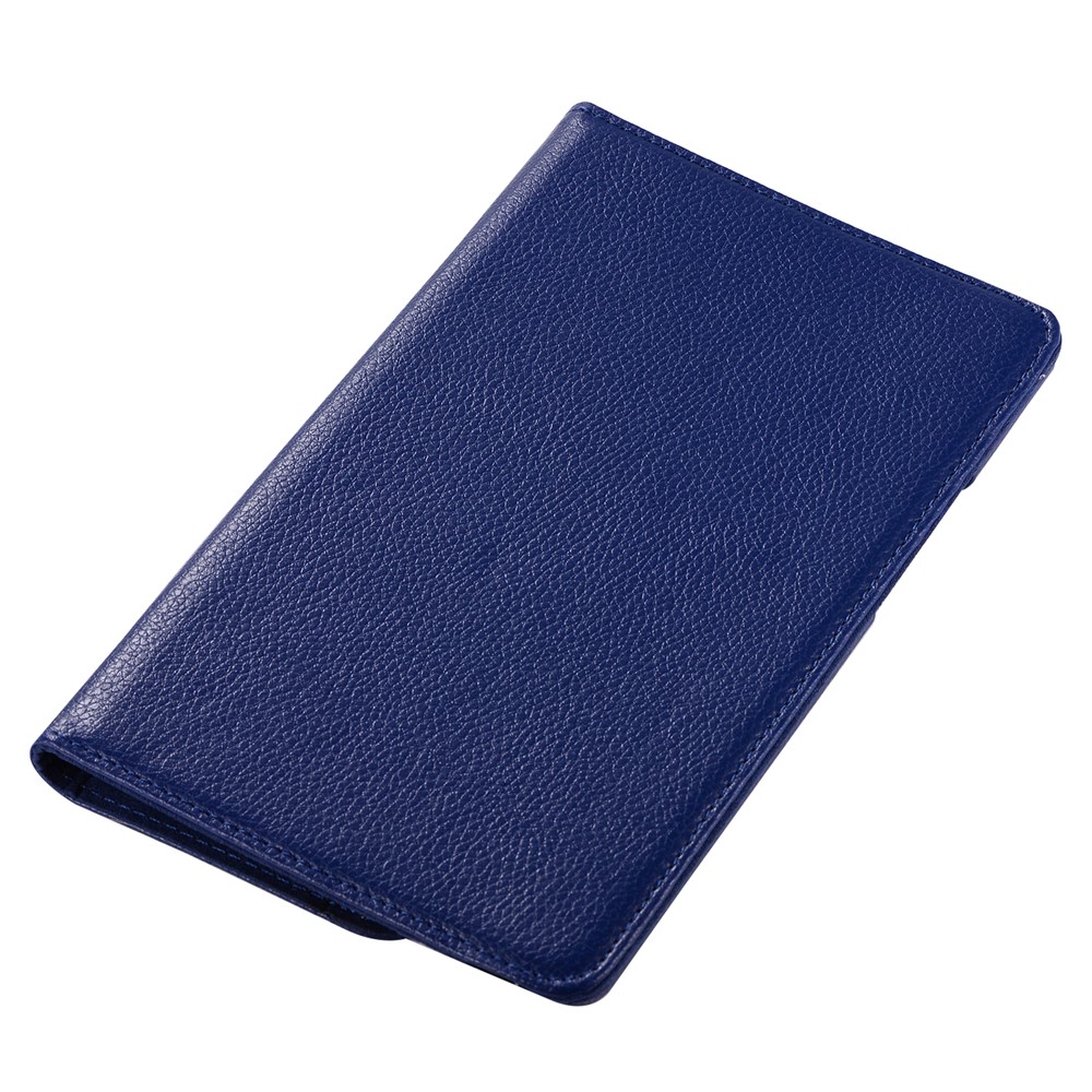 Case de Cuero de Textura de Litchi Con Soporte Giratorio Para Huawei MediaPad M5 8 - Azul Oscuro