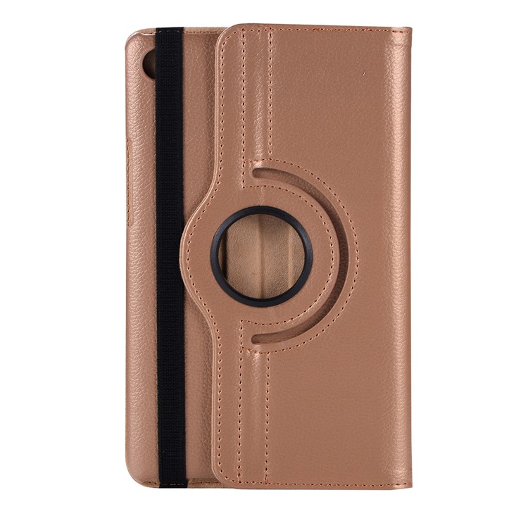 Rotating Stand Litchi Skin Leather Case Cover for Huawei MediaPad M5 8 - Mocha Gold-1